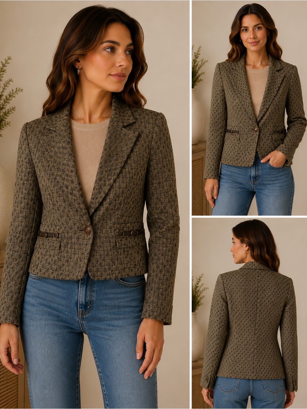 David Meister textured blazer size 4